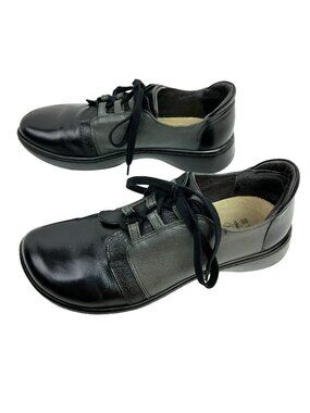 Naot Riviera Two-Tone Leather Lace-Up Oxford Shoes Womens 7 Black Gray Made In I